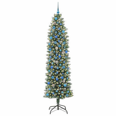 Vidaxl kunstmatige slanke kerstboom groen en wit 240 cm