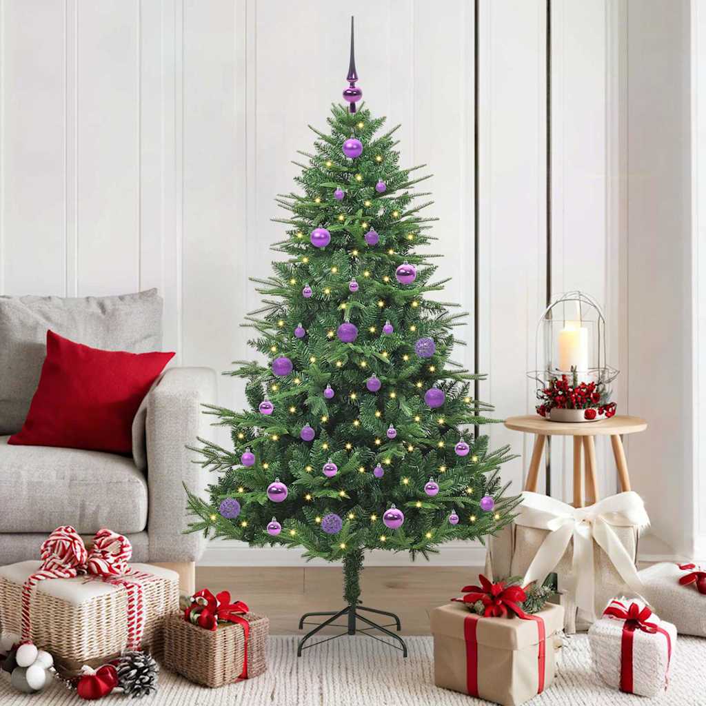 Vidaxl artificial pre-lit kerstboom met ballenset groen 150 cm