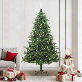 Vidaxl artificial pre-lit kerstboom met ballenset groen 210 cm