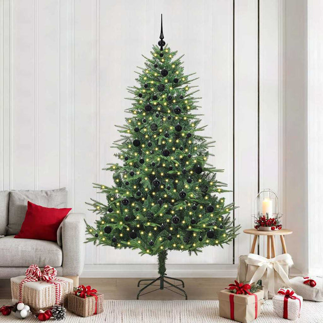 Vidaxl artificial pre-lit kerstboom met ballenset groen 210 cm