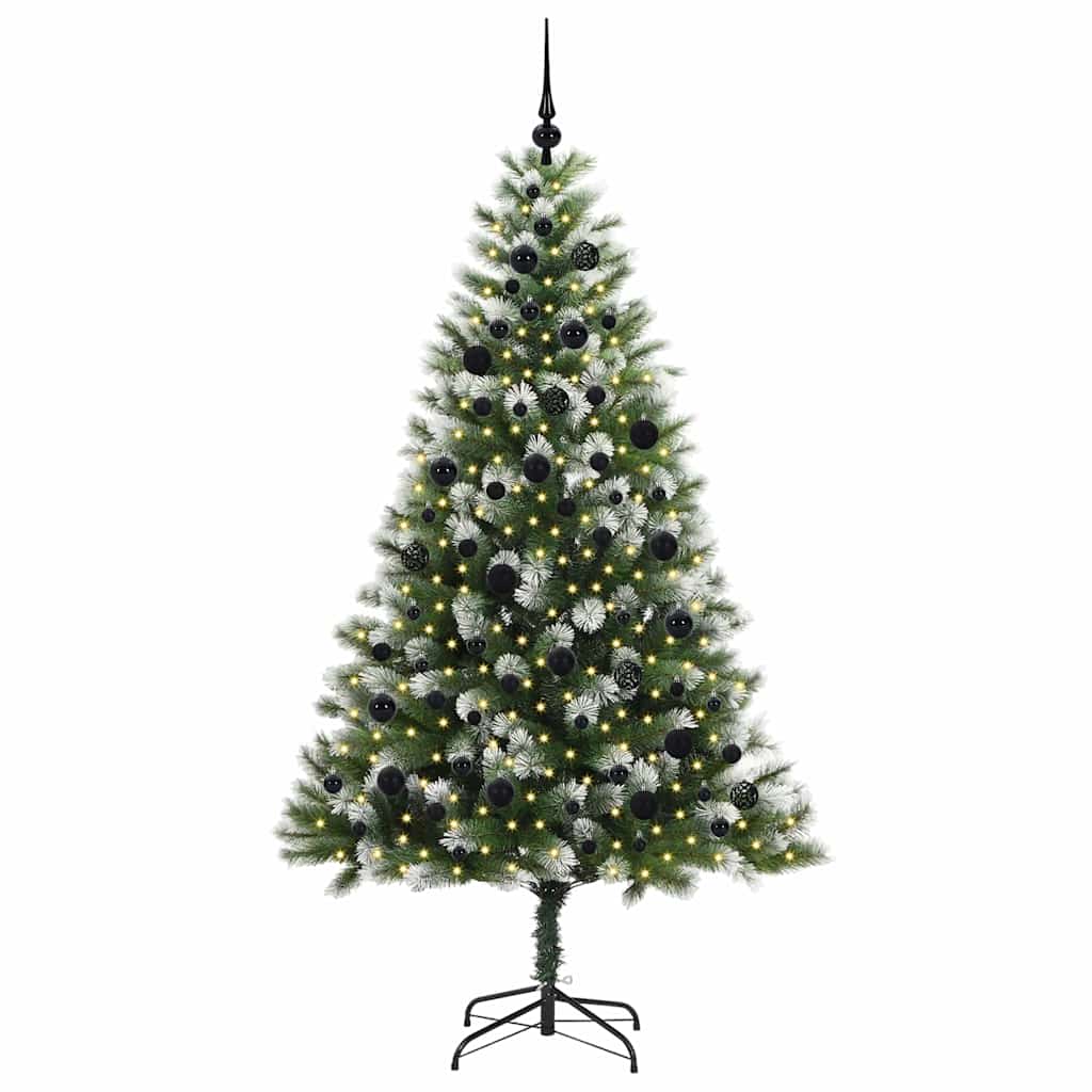 Vidaxl kunstmatige scharnierende kerstboom met bedekte sneeuw warmwit