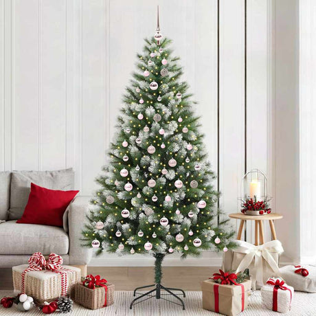 Vidaxl kunstmatige scharnierende kerstboom met bedekte sneeuw warmwit