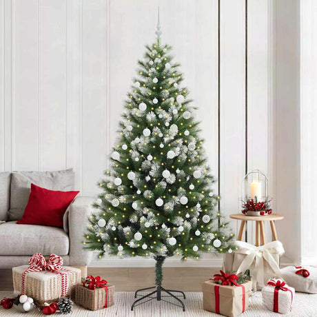 Vidaxl kunstmatige scharnierende kerstboom met bedekte sneeuw warmwit