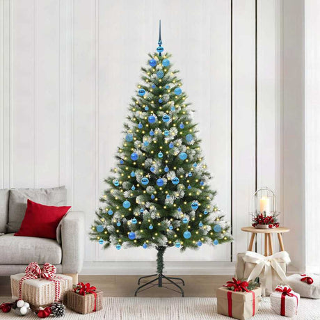 Vidaxl kunstmatige scharnierende kerstboom met bedekte sneeuw warmwit