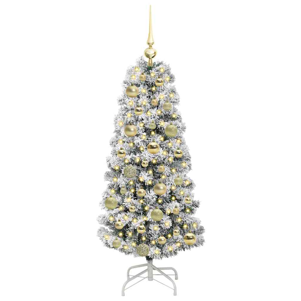 Vidaxl kunstmatige inklapbare kerstboom 150 led's groen en wit 120 cm