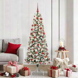 Vidaxl kunstmatige inklapbare kerstboom 300 led's groen en wit 180 cm