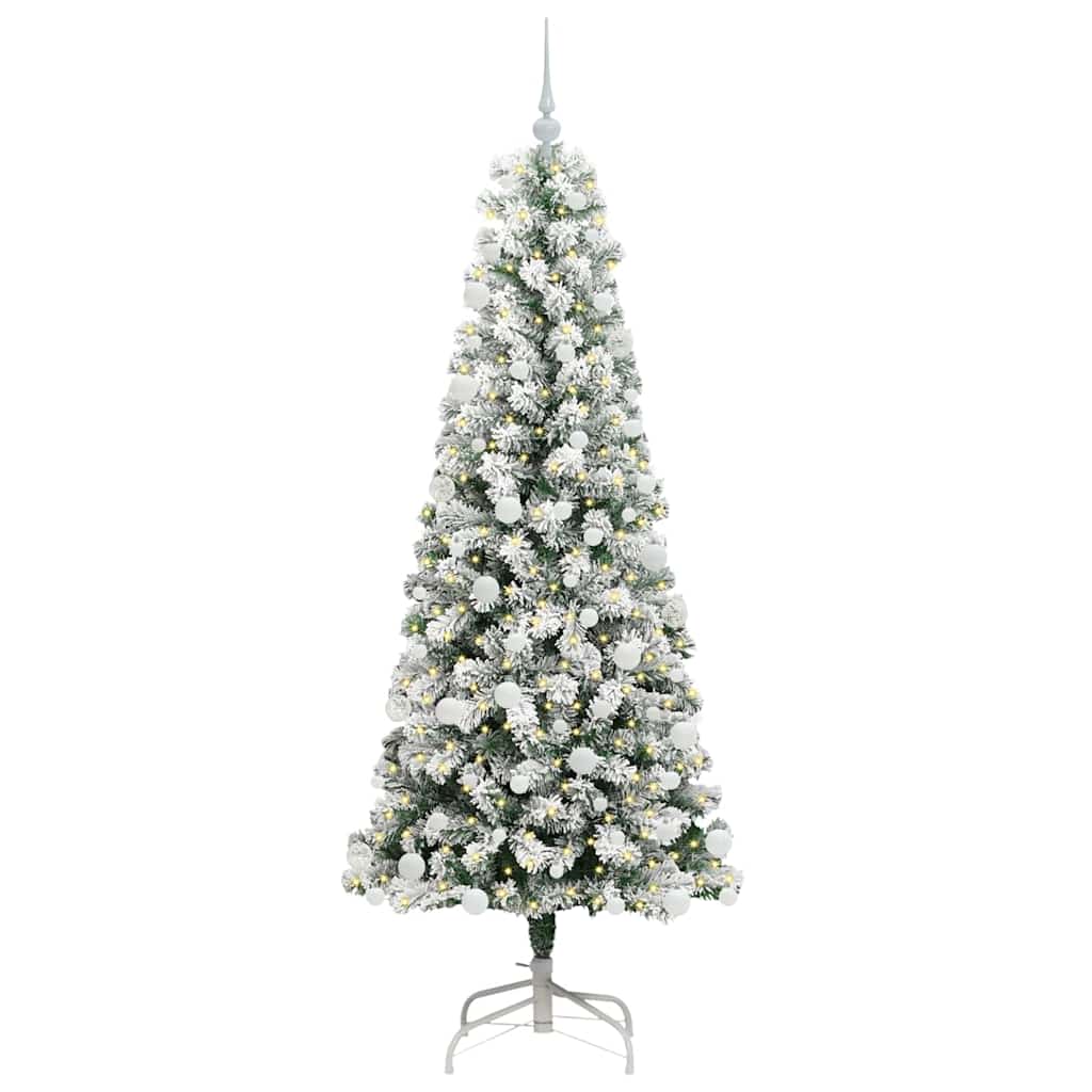 Vidaxl kunstmatige inklapbare kerstboom 300 led's groen en wit 180 cm