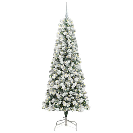 Vidaxl kunstmatige inklapbare kerstboom 300 led's groen en wit 180 cm
