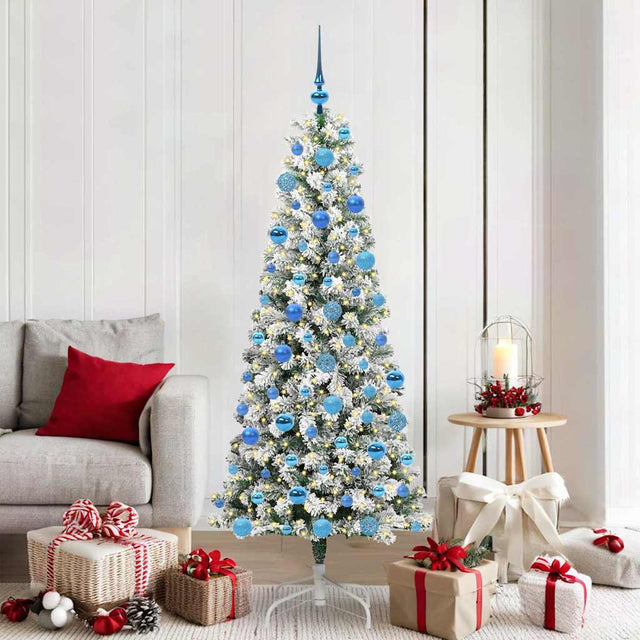 Vidaxl kunstmatige inklapbare kerstboom 300 led's groen en wit 180 cm