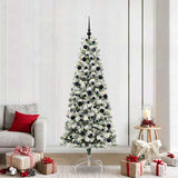 Vidaxl kunstmatige inklapbare kerstboom groen en wit 210 cm