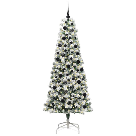 Vidaxl kunstmatige inklapbare kerstboom 300 led's groen en wit 210 cm