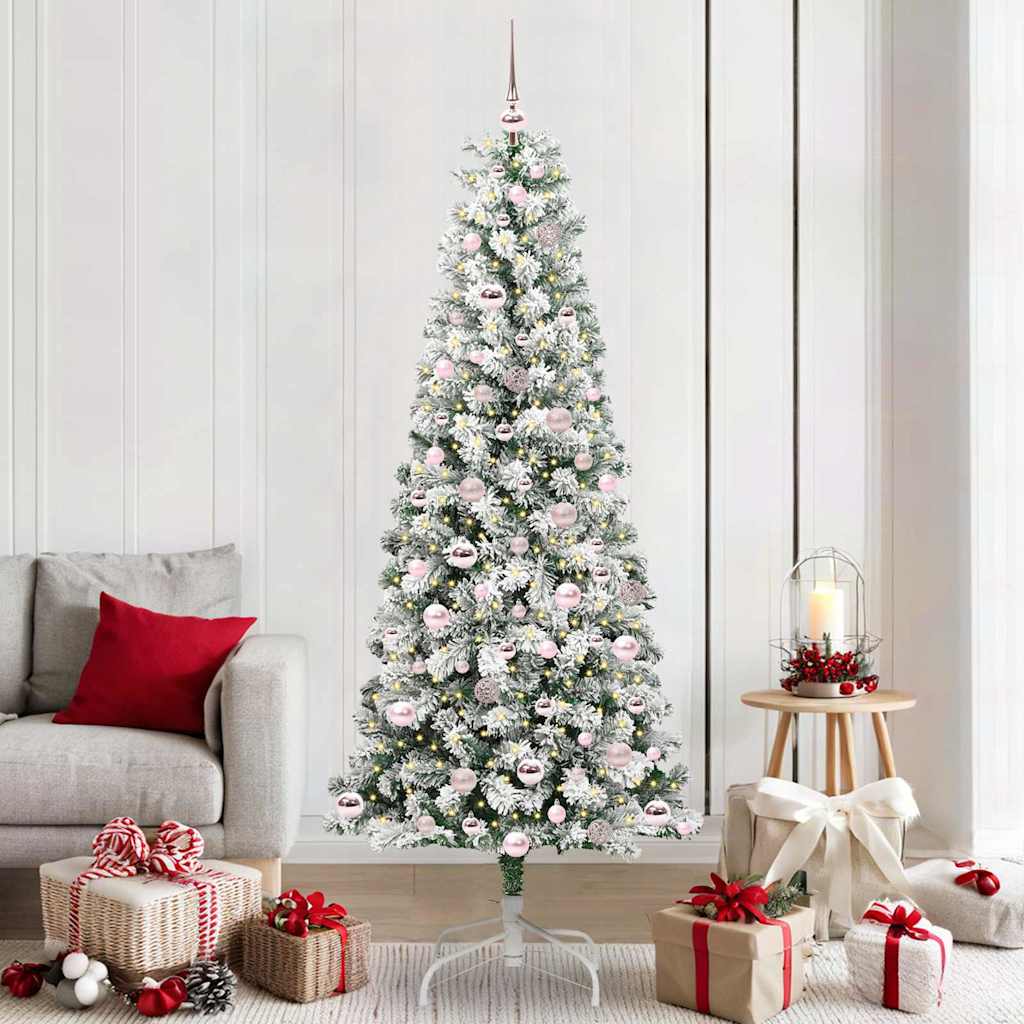 Vidaxl kunstmatige inklapbare kerstboom groen en wit 210 cm