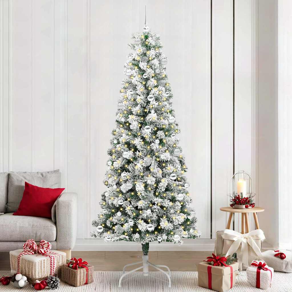 Vidaxl kunstmatige inklapbare kerstboom groen en wit 240 cm