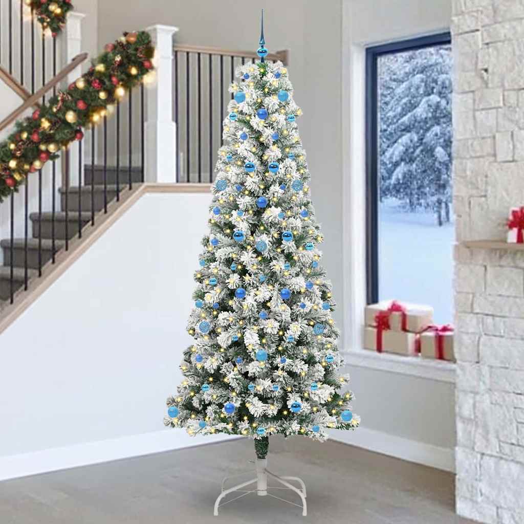 Vidaxl kunstmatige inklapbare kerstboom groen en wit 240 cm
