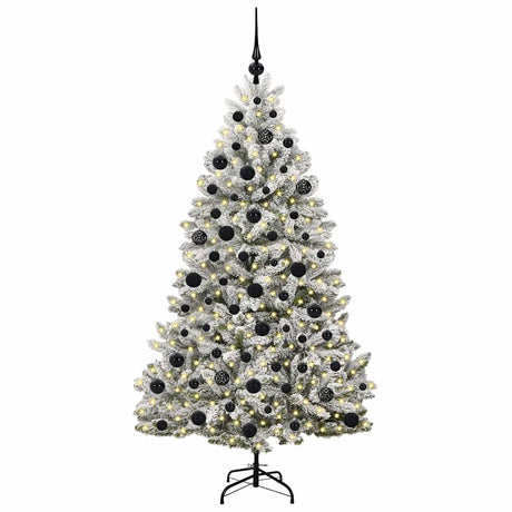 Vidaxl kunstkerstboom met 300 led groen en wit 180 cm pvc en metaal