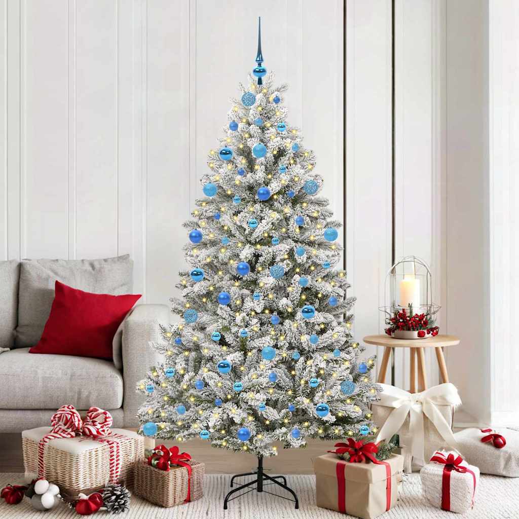 Vidaxl kunstkerstboom met 300 led groen en wit 180 cm pvc en metaal