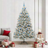 Vidaxl kunstkerstboom met 300 led groen en wit 210 cm pvc en metaal
