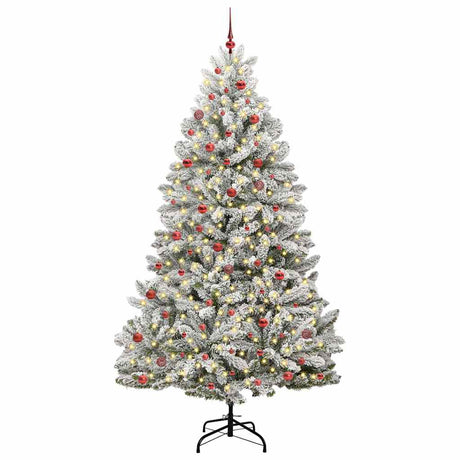 Vidaxl kunstkerstboom met 300 led groen en wit 270 cm pvc en metaal