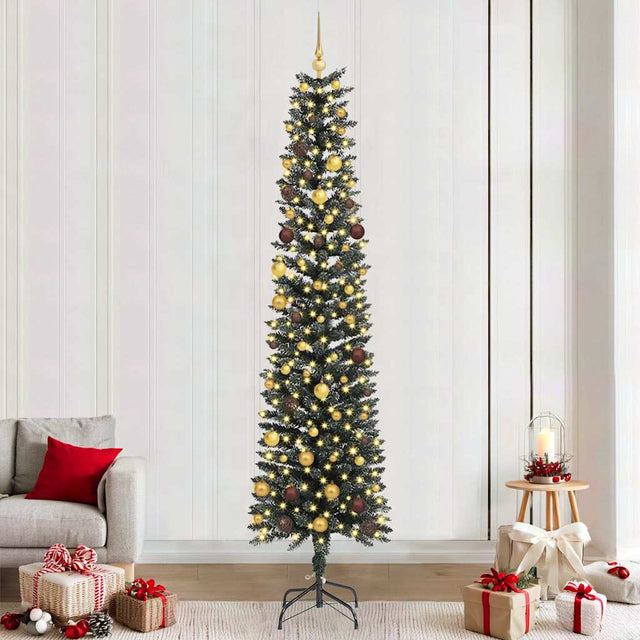 Vidaxl kunstkerstboom met 300 led groen 240 cm pvc en plastic en staal