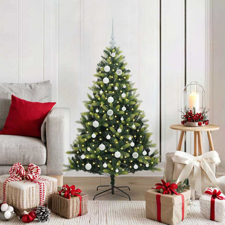 Vidaxl kunstkerstboom met scharnier 150 leds groen 120 cm pvc en pe