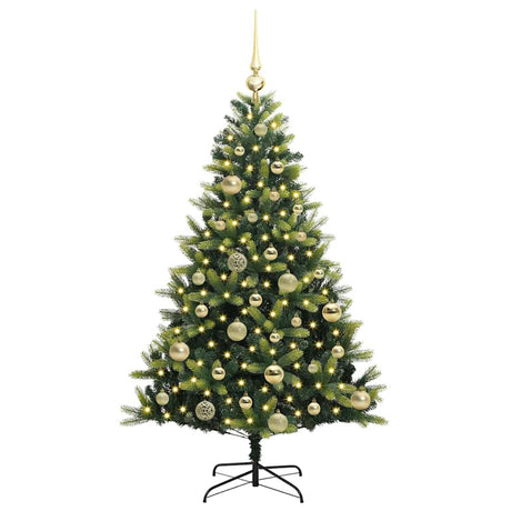 Vidaxl kunstkerstboom met scharnier 150 leds groen 120 cm pvc en pe