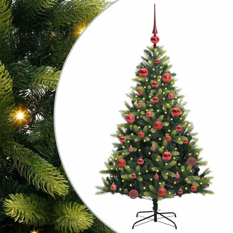 Vidaxl kunstkerstboom met scharnier 150 leds groen 150 cm pvc en pe