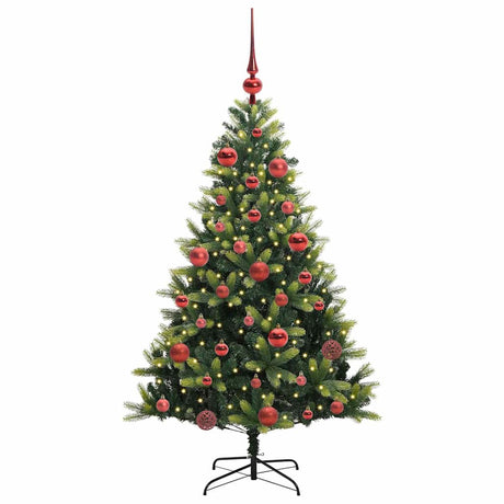 Vidaxl kunstkerstboom met scharnier 150 leds groen 150 cm pvc en pe
