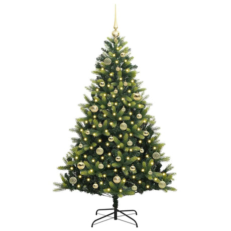 Vidaxl kunstkerstboom met scharnier 150 leds groen 150 cm pvc en pe