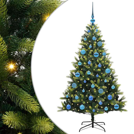 Vidaxl kunstkerstboom met scharnier 150 leds groen 150 cm pvc en pe