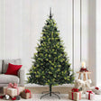 Vidaxl kunstkerstboom met scharnier 300 leds groen 210 cm pvc en pe