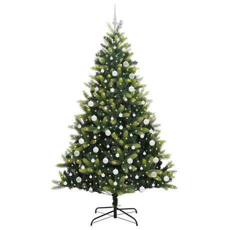Vidaxl kunstkerstboom met scharnier 300 leds groen 210 cm pvc en pe