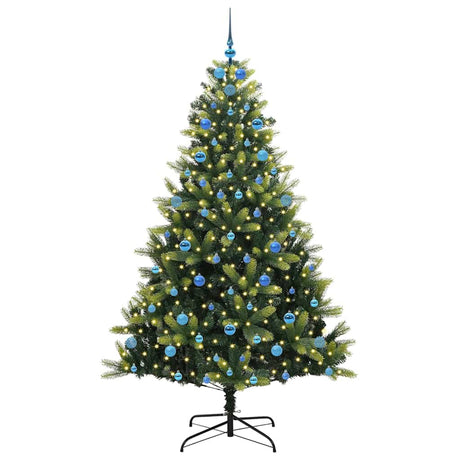 Vidaxl kunstkerstboom met scharnier 300 leds groen 210 cm pvc en pe