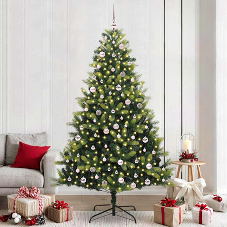 Vidaxl kunstkerstboom met scharnier 300 leds groen 240 cm pvc en pe