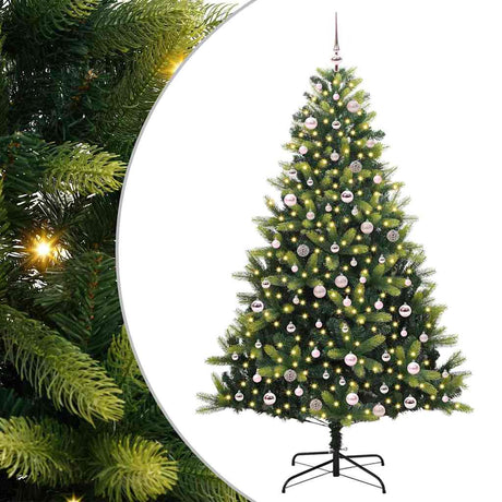 Vidaxl kunstkerstboom met scharnier 300 leds groen 240 cm pvc en pe