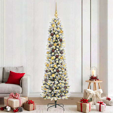 Vidaxl kunstkerstboom wit 210 cm pvc en metaal en plastic