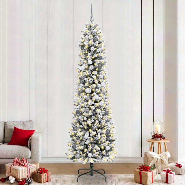 Vidaxl kunstkerstboom wit 240 cm pvc en metaal en plastic