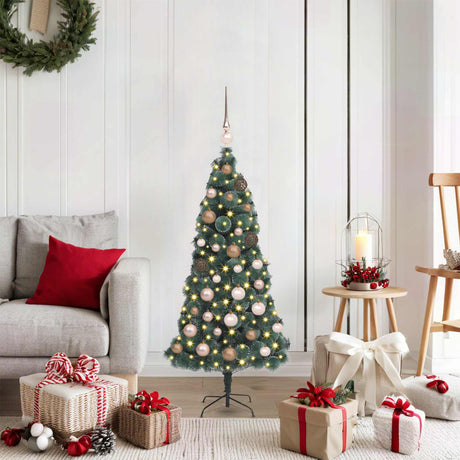 Vidaxl kunstmatige vorstverlichte kerstboom met bal set groen 120 cm