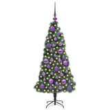 Vidaxl kunstkerstboom met lichtjes en ballenset groen 120 cm pet