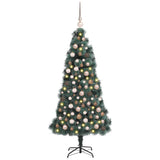 Vidaxl kunstkerstboom met verlichting en ballenset groen 150 cm pet
