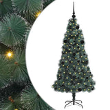 Vidaxl kunstmatige voorverlichte kerstboom met bal set groen 150 cm