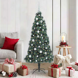 Vidaxl kunstkerstboom met lichtjes en ballenset groen 150 cm pet