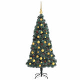 Vidaxl kunstkerstboom met verlichting en ballenset groen 210 cm pet