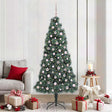 Vidaxl kunstmatige voorverlichte kerstboom met ballenset groen 210 cm