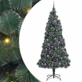 Vidaxl kunstkerstboom met ballen set, verlicht groen 240 cm pet