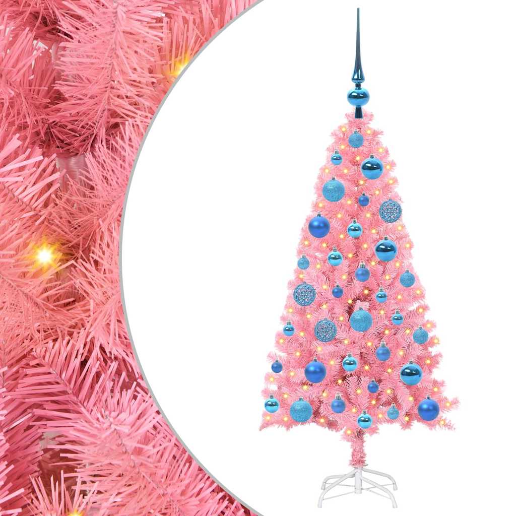 Vidaxl kerstboom met 150 led met standaard roze 120 cm pvc