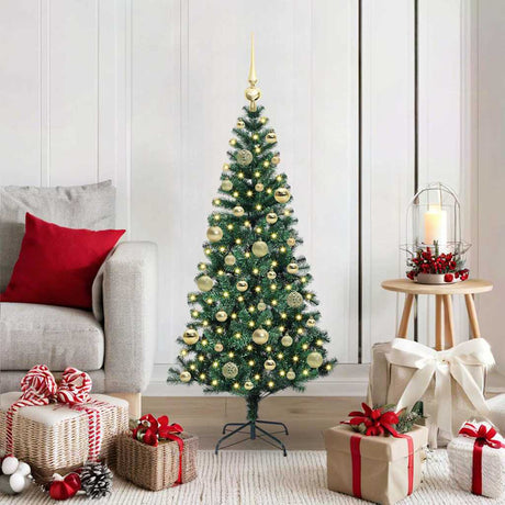 Vidaxl kunstmatig voorverlicht kerstboom groen 120 cm pvc en metaal