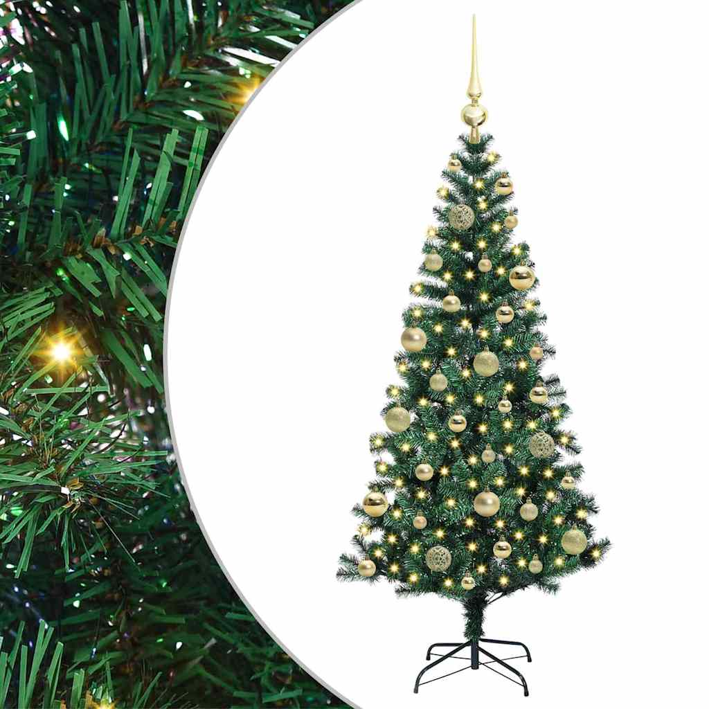 Vidaxl kunstmatig voorverlicht kerstboom groen 120 cm pvc en metaal
