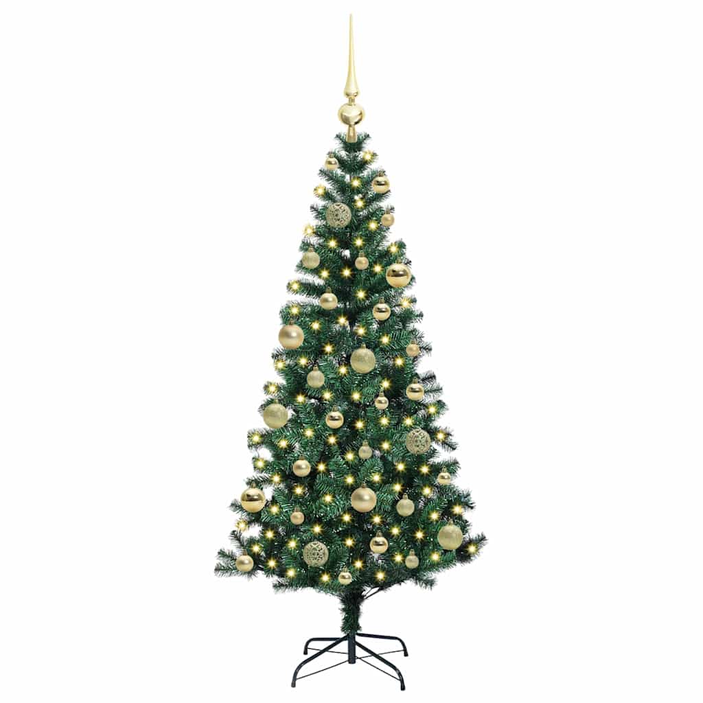 Vidaxl kunstmatig voorverlicht kerstboom groen 120 cm pvc en metaal