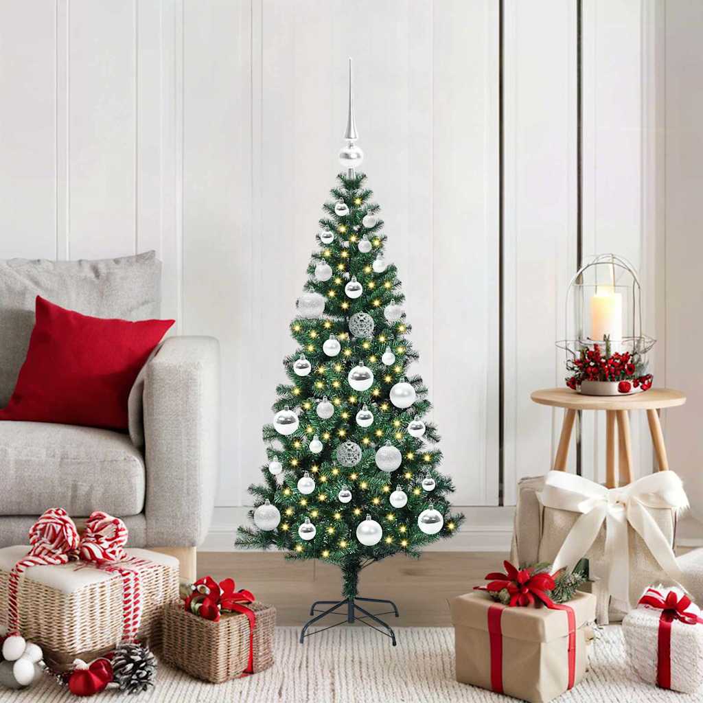 Vidaxl kunstmatig voorverlicht kerstboom groen 120 cm pvc en metaal