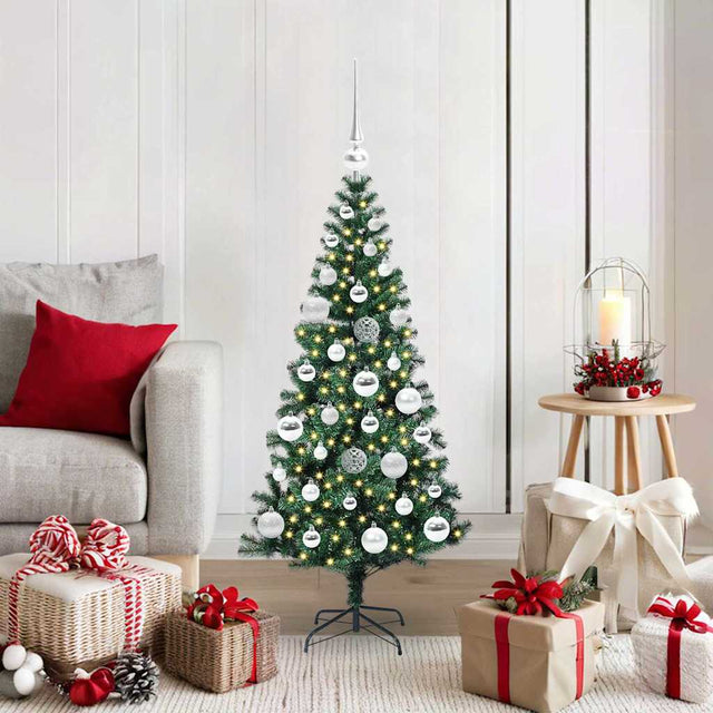 Vidaxl kunstmatig voorverlicht kerstboom groen 120 cm pvc en metaal